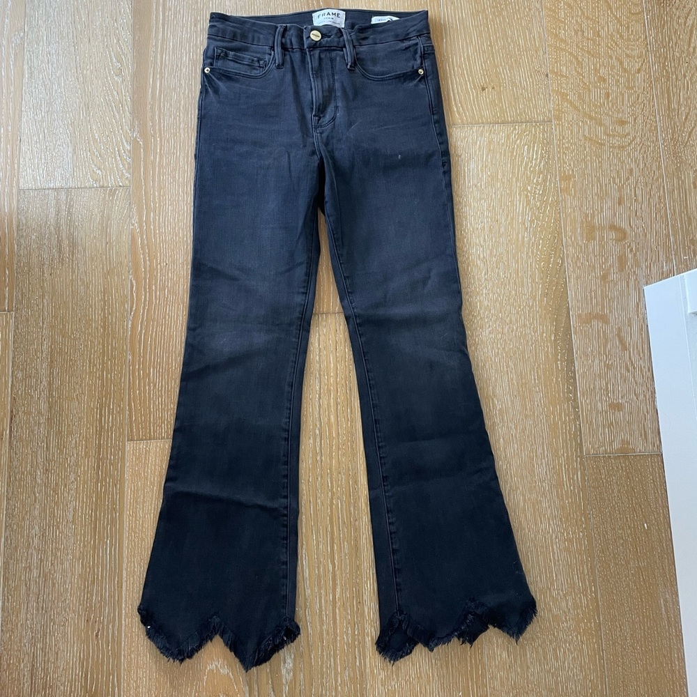 Frame black flare detail denim (size 26)